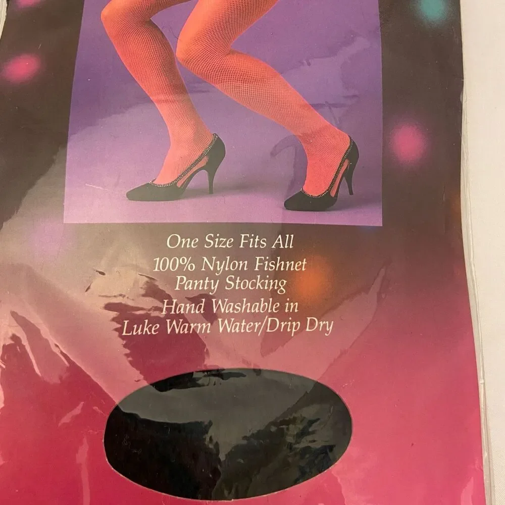 #6264 Its Fun Tyme Fishnet Pantyhose Black NOS One Size